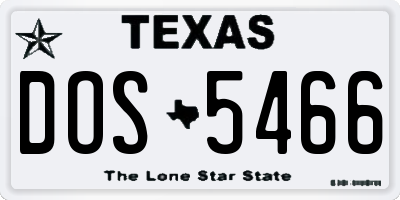 TX license plate DOS5466