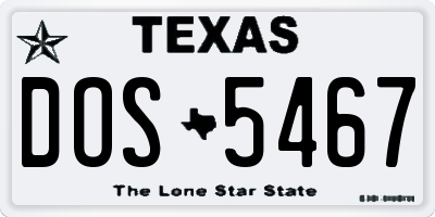 TX license plate DOS5467