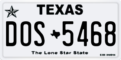 TX license plate DOS5468