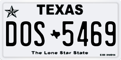 TX license plate DOS5469