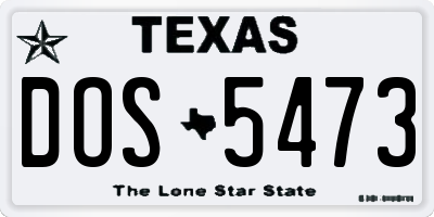 TX license plate DOS5473