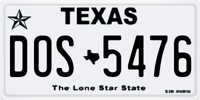 TX license plate DOS5476