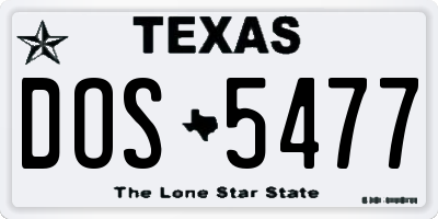 TX license plate DOS5477
