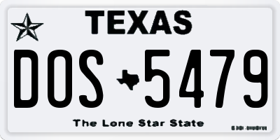 TX license plate DOS5479