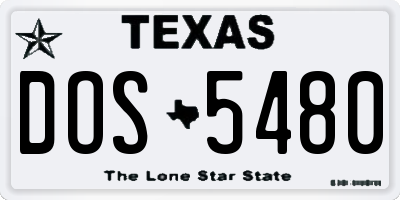TX license plate DOS5480