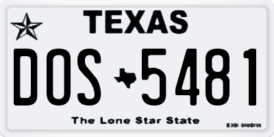 TX license plate DOS5481