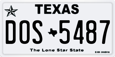 TX license plate DOS5487
