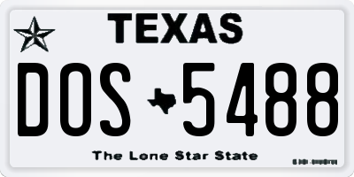TX license plate DOS5488