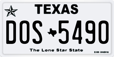 TX license plate DOS5490