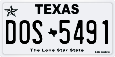 TX license plate DOS5491