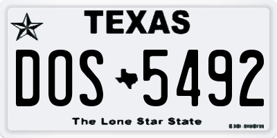 TX license plate DOS5492