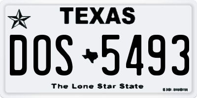 TX license plate DOS5493