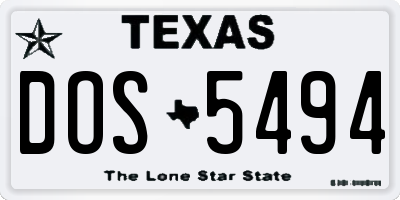 TX license plate DOS5494