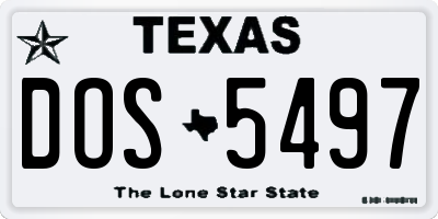 TX license plate DOS5497