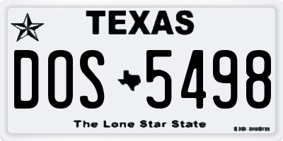TX license plate DOS5498