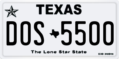 TX license plate DOS5500
