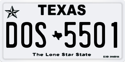 TX license plate DOS5501