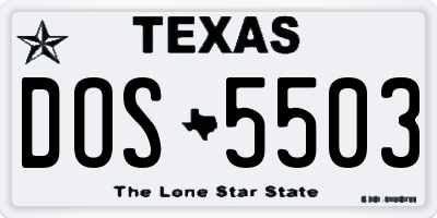 TX license plate DOS5503