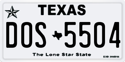 TX license plate DOS5504
