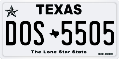 TX license plate DOS5505