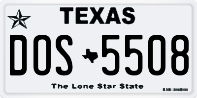 TX license plate DOS5508