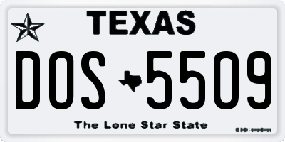 TX license plate DOS5509