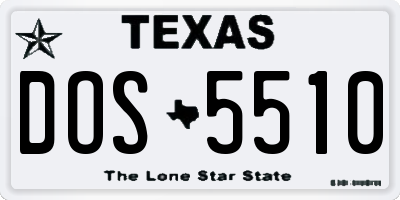 TX license plate DOS5510