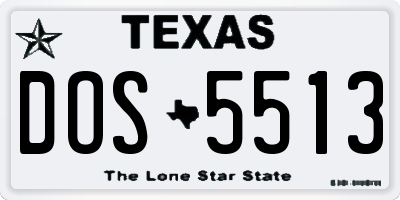 TX license plate DOS5513