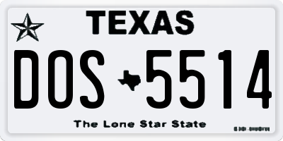TX license plate DOS5514