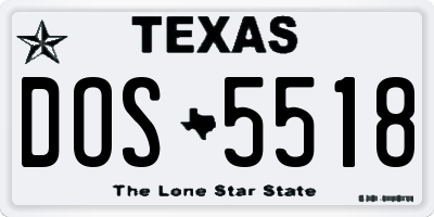 TX license plate DOS5518