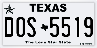 TX license plate DOS5519