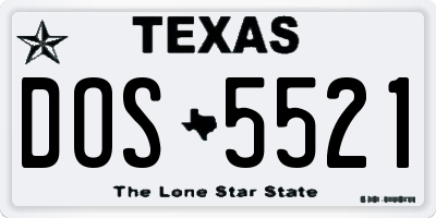 TX license plate DOS5521