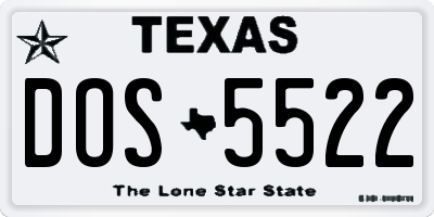 TX license plate DOS5522