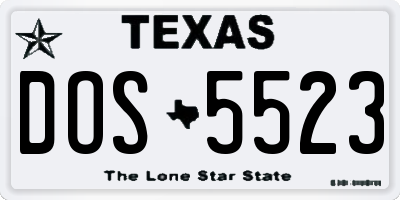 TX license plate DOS5523