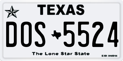 TX license plate DOS5524