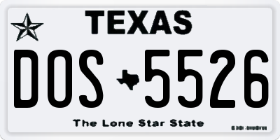 TX license plate DOS5526