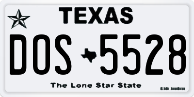 TX license plate DOS5528