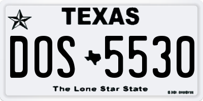 TX license plate DOS5530