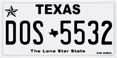 TX license plate DOS5532