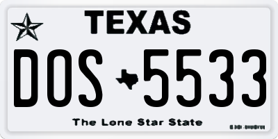 TX license plate DOS5533