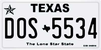 TX license plate DOS5534