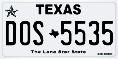 TX license plate DOS5535