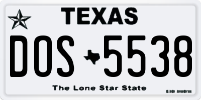 TX license plate DOS5538