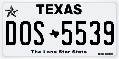 TX license plate DOS5539