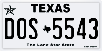 TX license plate DOS5543
