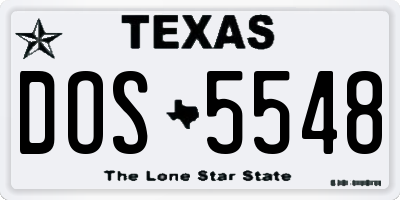 TX license plate DOS5548