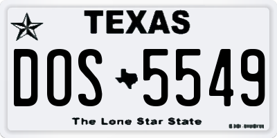 TX license plate DOS5549