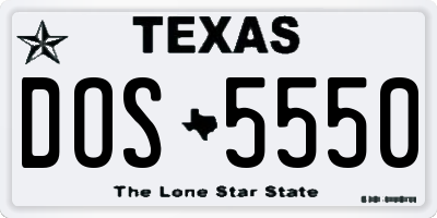 TX license plate DOS5550