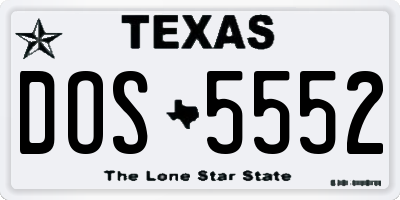 TX license plate DOS5552