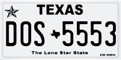 TX license plate DOS5553